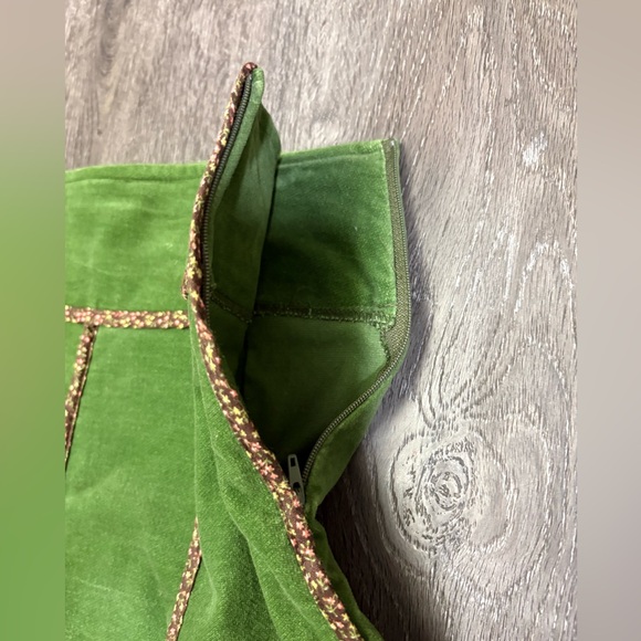 Beebop & Wally NYC Large A-Line Skirt Green W/Contrast Trim Side Zip Made In USA - Picture 8 of 10